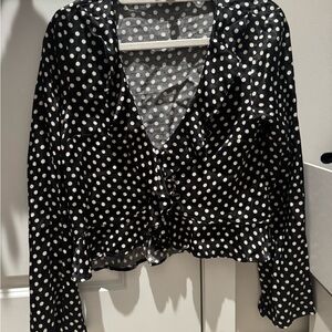 Topshop Black and White Polka Dot Blouse